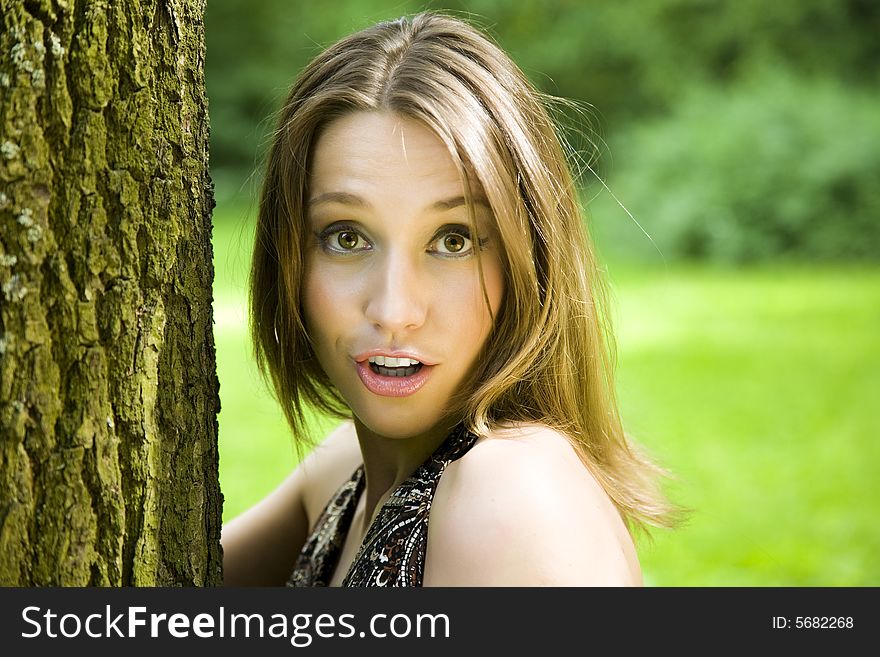 Surprised Woman In The Park