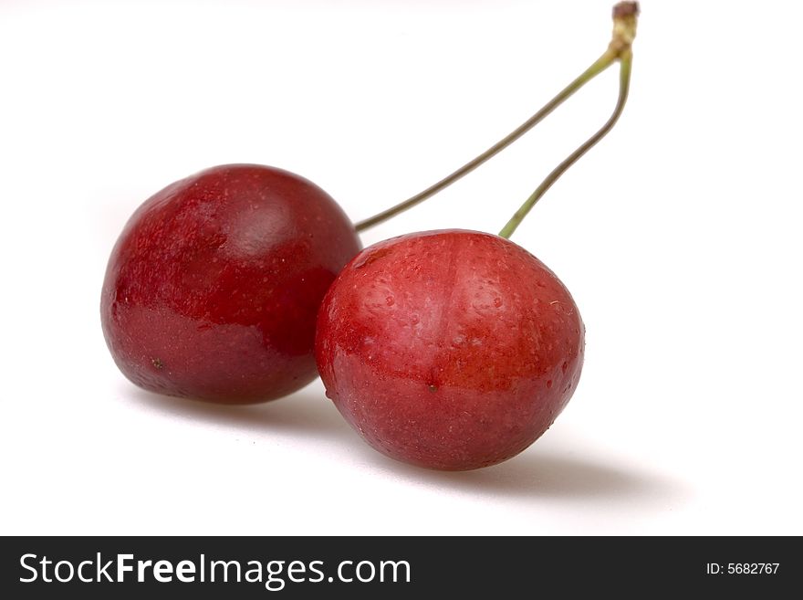 Pair of cherry on white ground