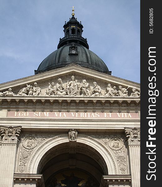 Entrance and dome of St Stephen's Basilica in Hungary. Entrance and dome of St Stephen's Basilica in Hungary