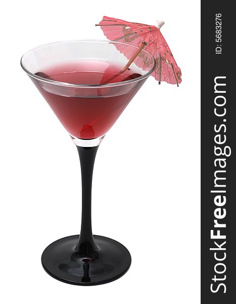 Red cocktail with an umbrella