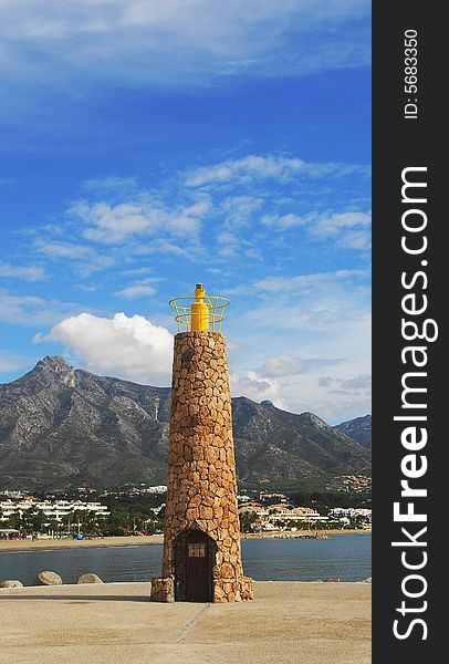 Lighthouse on beach near Malaga,Spain