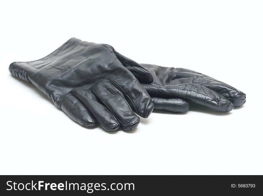 Black Winter Gloves Isolated On White