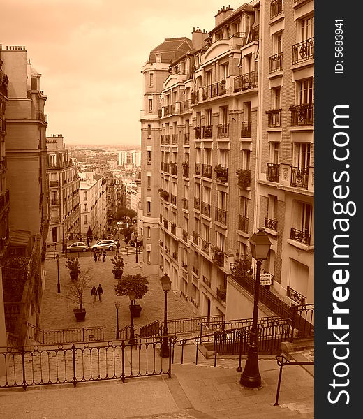 Steps Montmartre a cloudy day