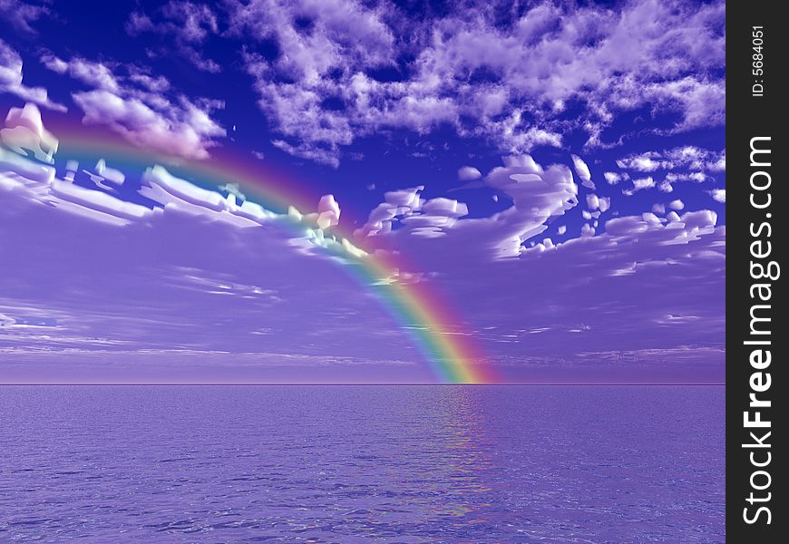 Beautiful rainbow over the sea