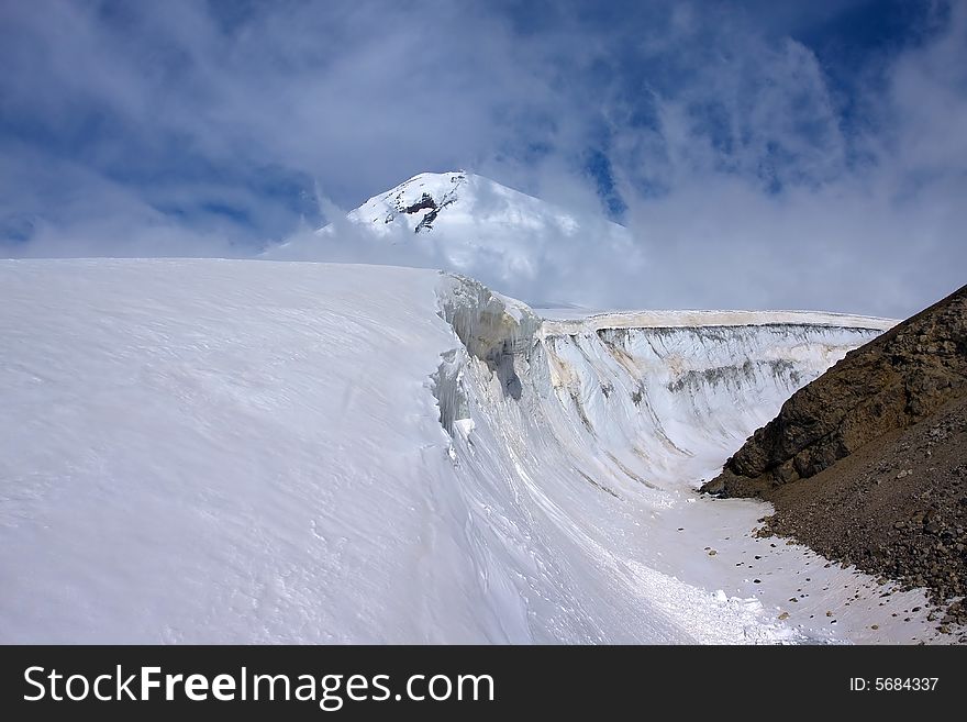 Caucasus, Elbrus, Ice field, Clouds