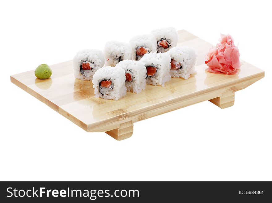 Sushi On Wooden Board