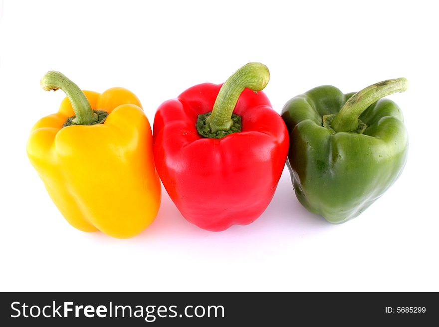 Pieces of red, green and yellow pepper