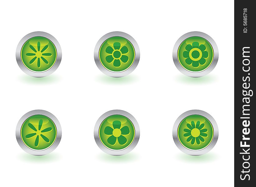 Set of six ecology buttons.  More buttons and icons in my portfolio