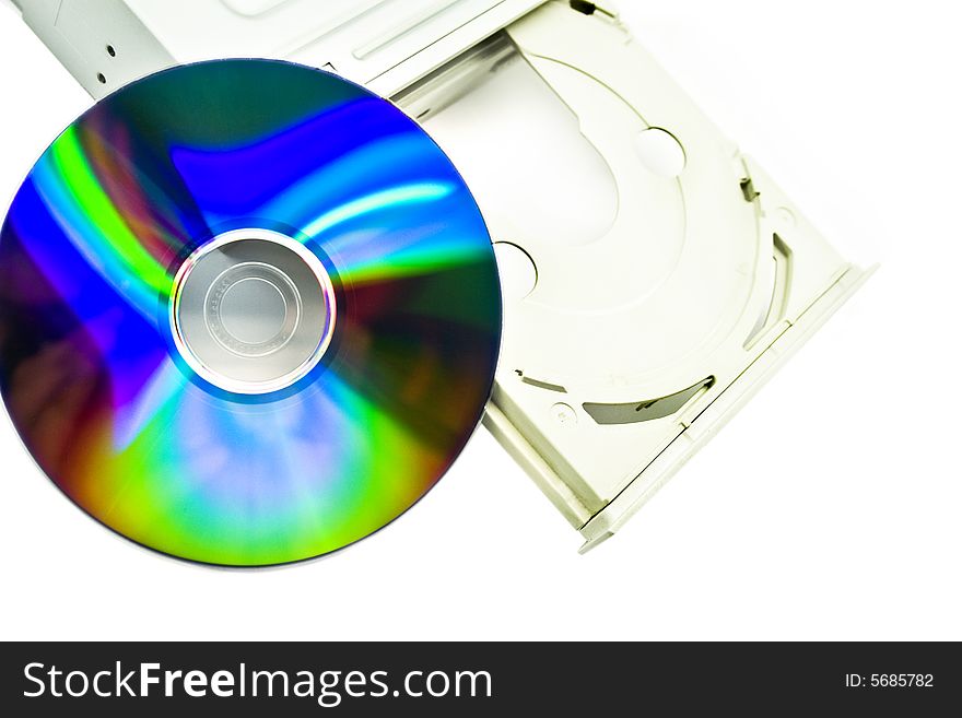 CD-ROM and CD on a white background. CD-ROM and CD on a white background