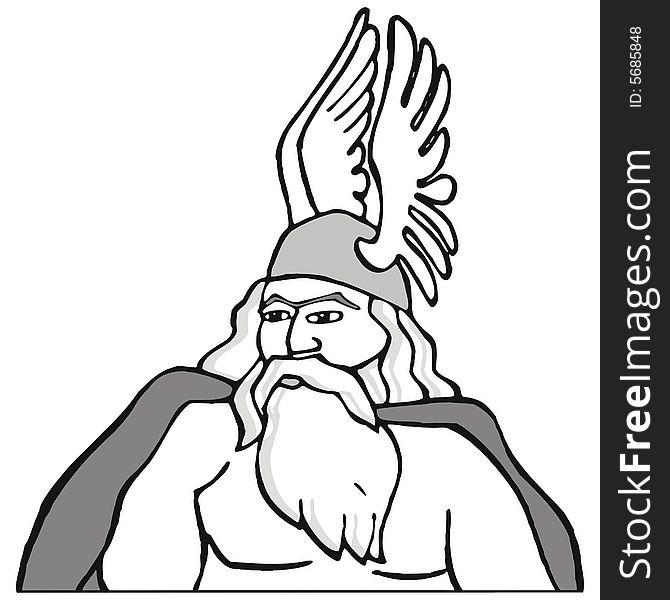 Art illustration: odin, the viking god