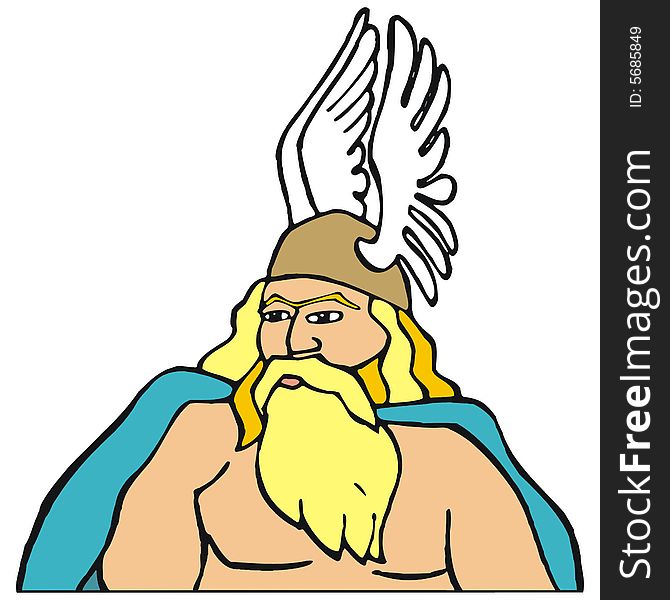 Art illustration: odin, the viking god