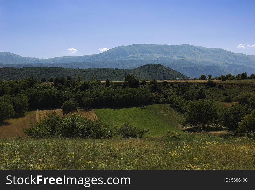 Mountain landscape with some cultivated soil