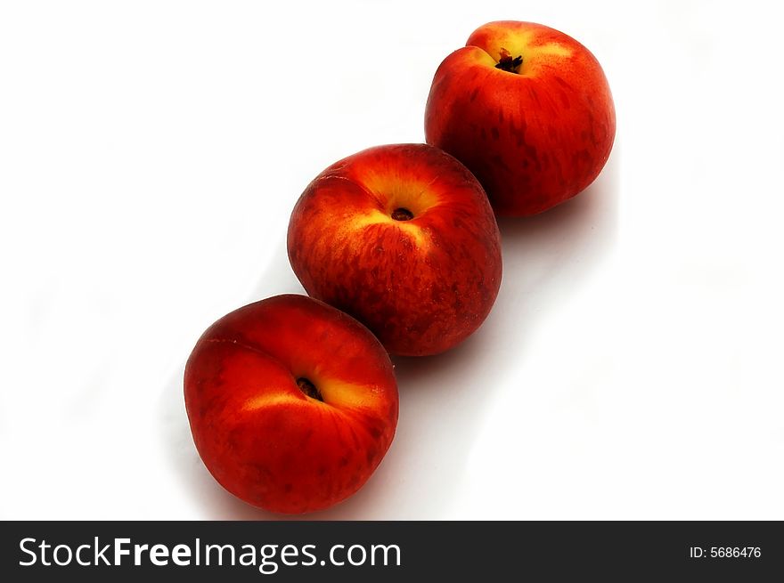 Peaches isolated on the white background