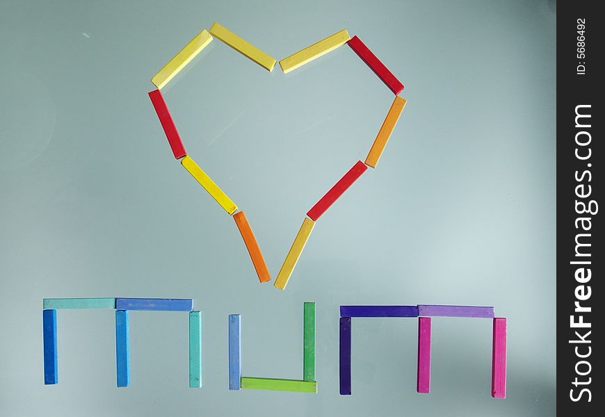 Mum written in coloured letters. Mum written in coloured letters