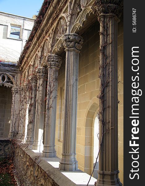 Columns in a royals palace in a castle of Olite in Navarra, Spain