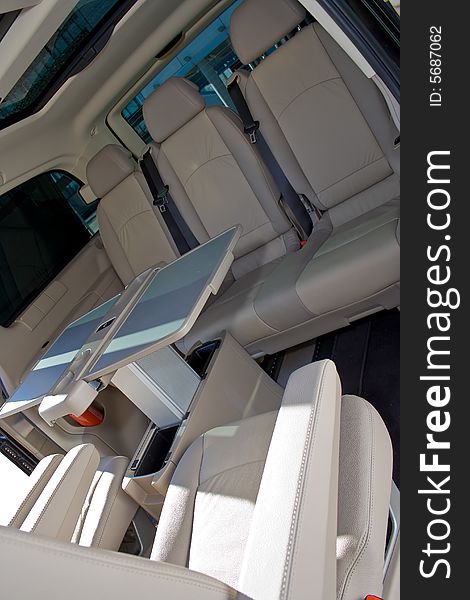 Interior of a luxury minivan. Interior of a luxury minivan