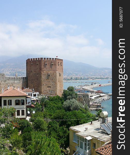 Turkey, Alanya - Red Tower And Harbor