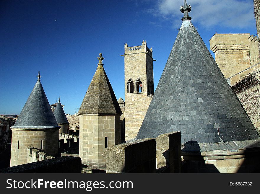 Different towers of a castle and fortress in Olite in Navarra, Spain. Different towers of a castle and fortress in Olite in Navarra, Spain