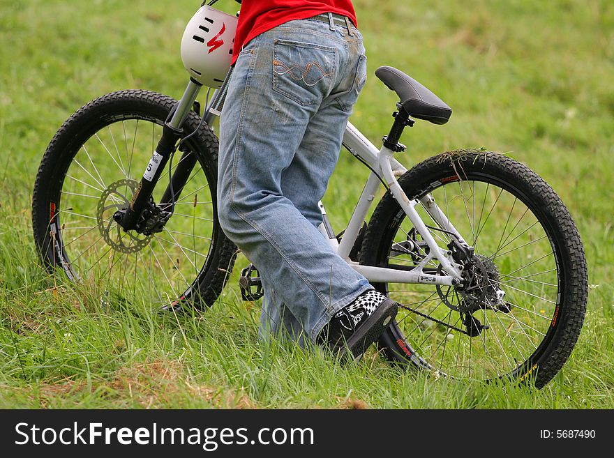 Freestyle bike and bikers legs