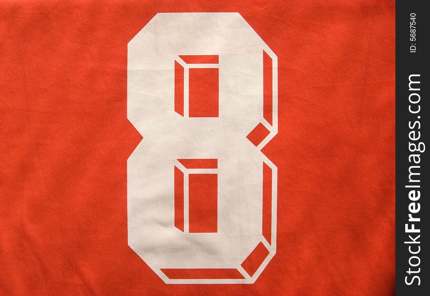 Photo of the red and white number eight uniform