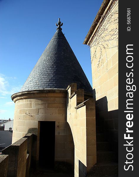 Tower with stairs in a castle in olite in Navarra, Spain