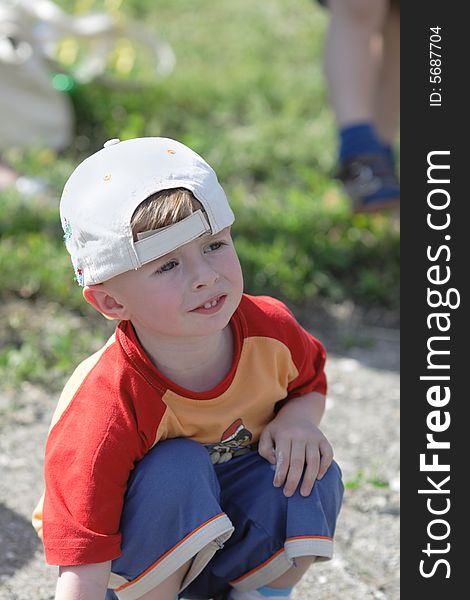 Portrait of the serious and reflected boy. Portrait of the serious and reflected boy