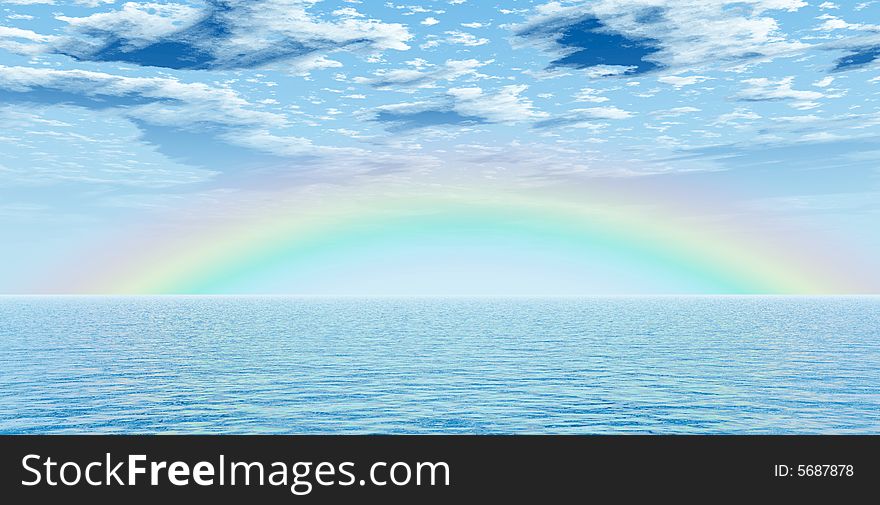 Beautiful rainbow over the sea