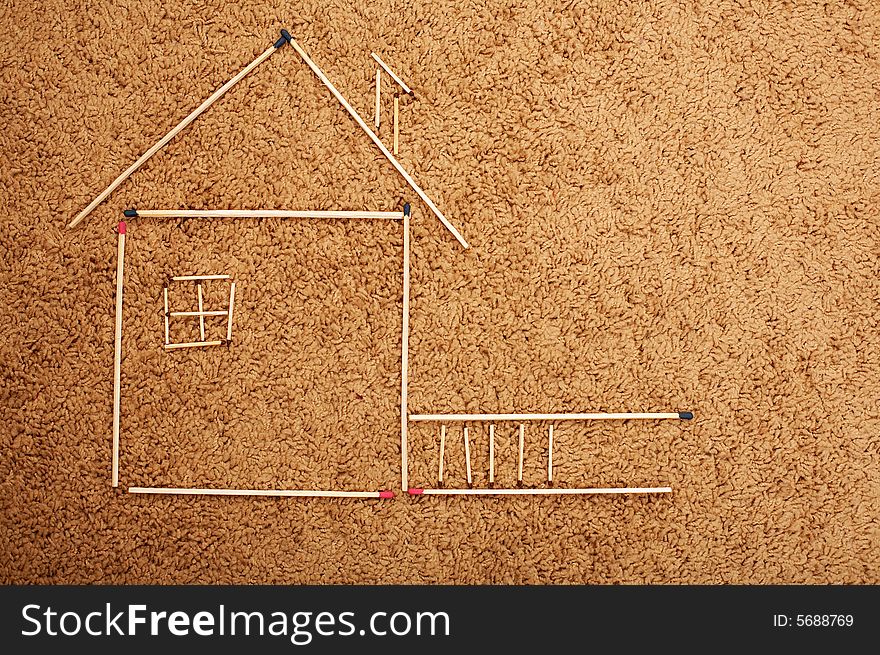 Cute small wooden match house. Cute small wooden match house