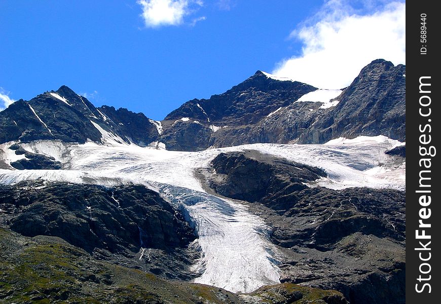 View of the Bernina glacier in Italy