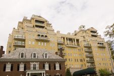 Brick House And Yellow Stucco Stock Image Brick House And Yellow Stucco Stock Image