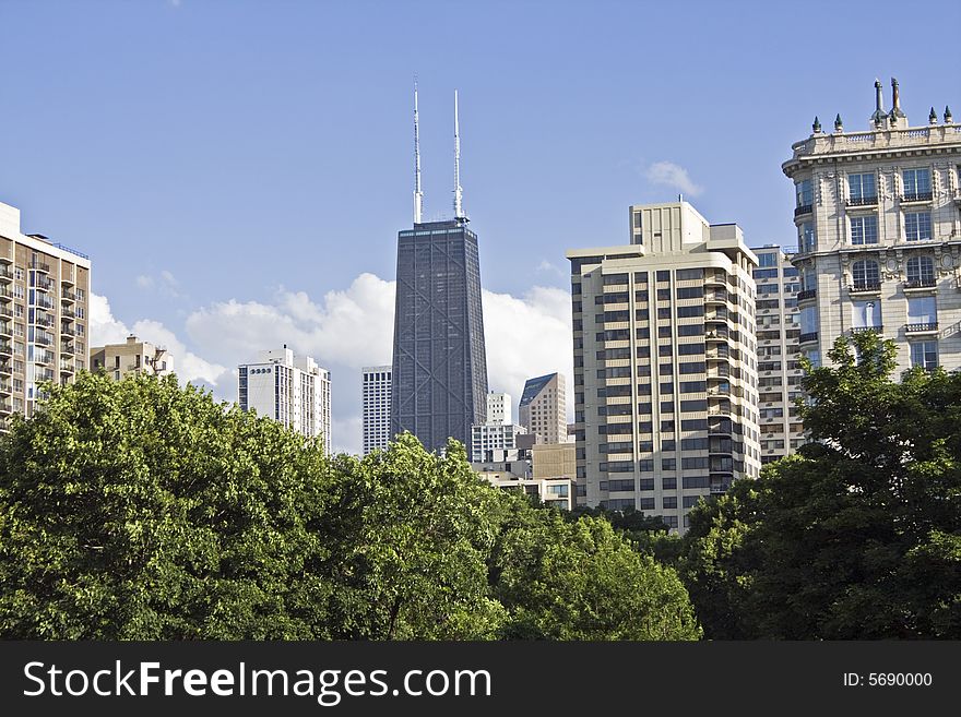 Hancock building seen from near north-west side - Chicago, IL. Hancock building seen from near north-west side - Chicago, IL.