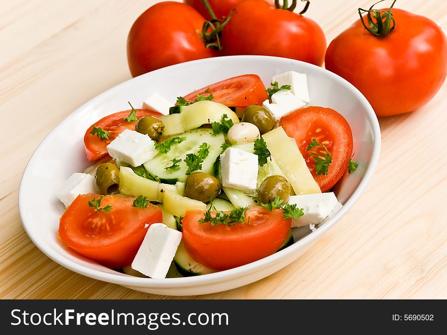 Mixed Greek Salad - Close Up Shot