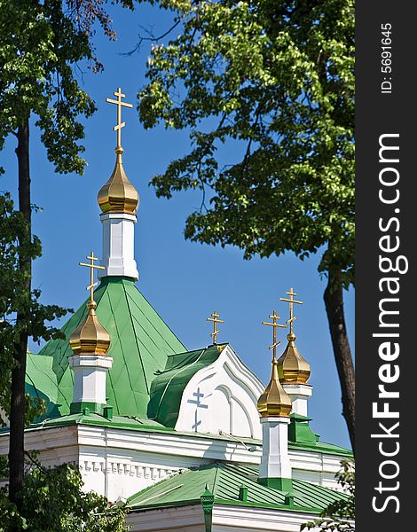 Russian church in  a park