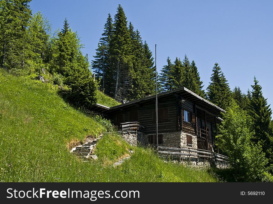 Rural wooden and stony house in the swiss mountains. Rural wooden and stony house in the swiss mountains