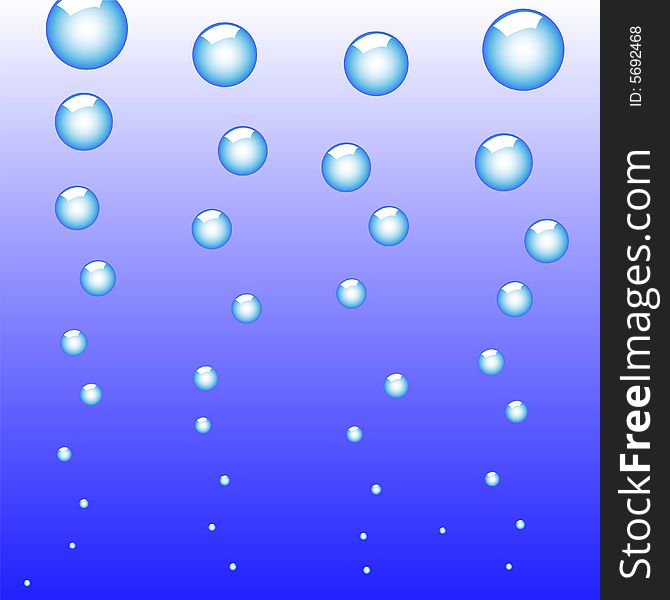 Blue water and bubbles, vector illustration