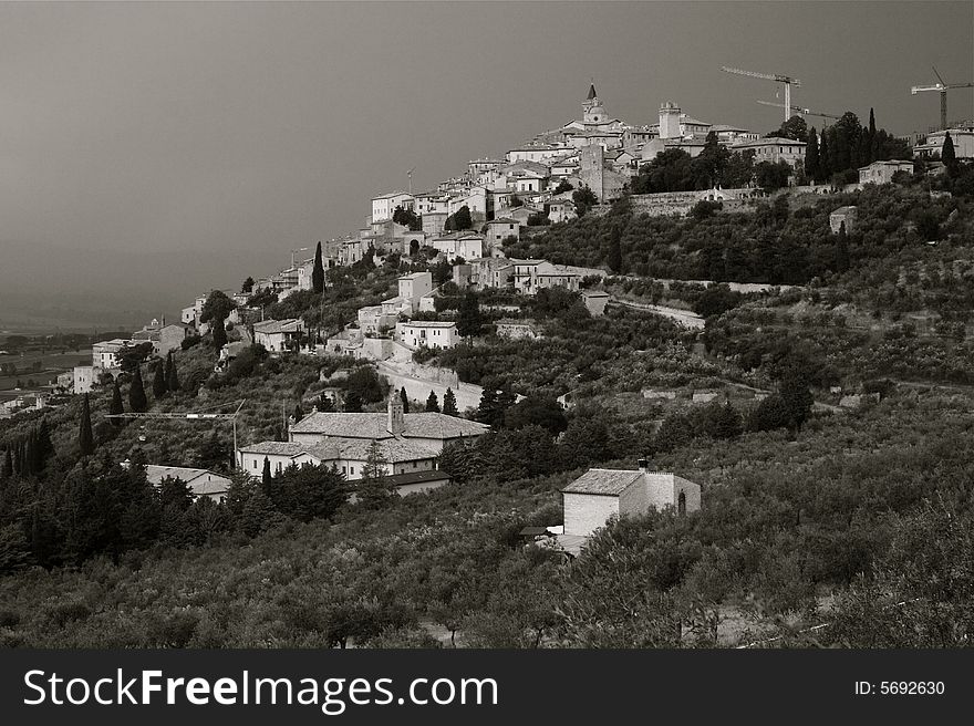 Photo of Trevi in umbria, toned bw