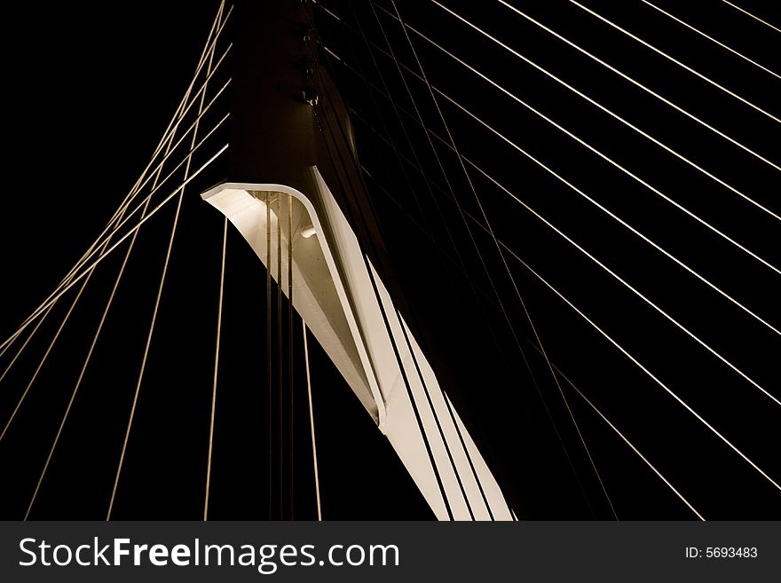 Part of pedestrian bridge at night