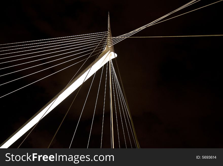 Part of pedestrian bridge at night