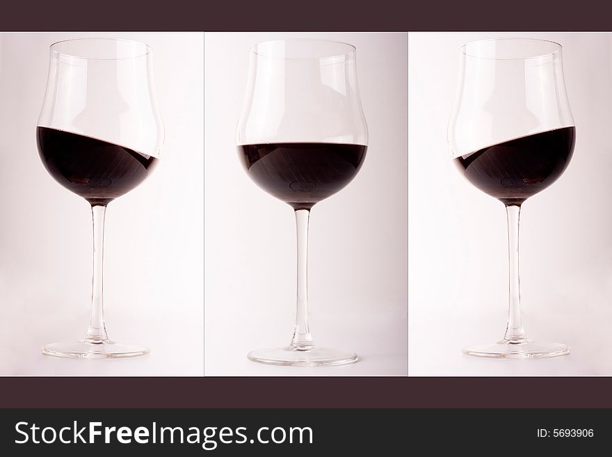 Three wine glasses combined. one shakes to the left and one shakes to the right and one just right. Three wine glasses combined. one shakes to the left and one shakes to the right and one just right.