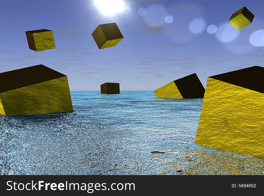 Some golden cubes in open sea