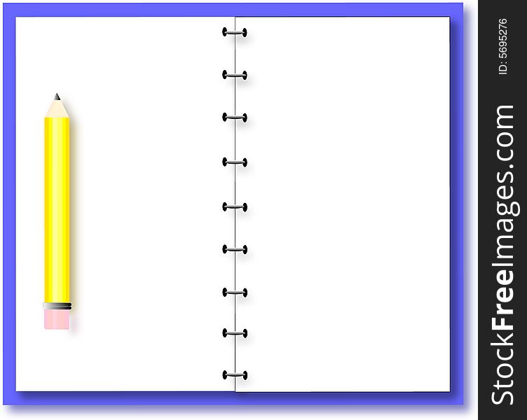 Illustration of a pencil on an open notebook ready for your own text. Illustration of a pencil on an open notebook ready for your own text.