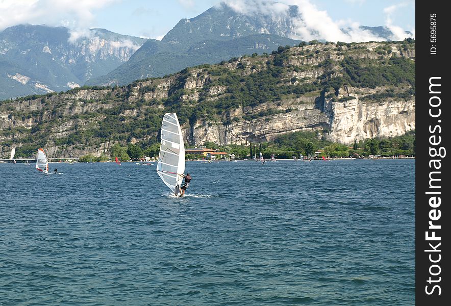 Surf on Torbole - Garda lake - Italy. Surf on Torbole - Garda lake - Italy