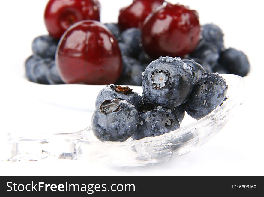 Very fresh and sweet bilberry with cherries. Very fresh and sweet bilberry with cherries