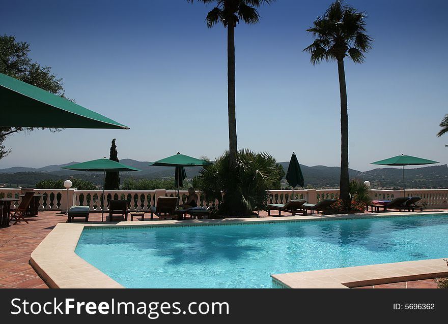 Poolside at bormes les mimosas.