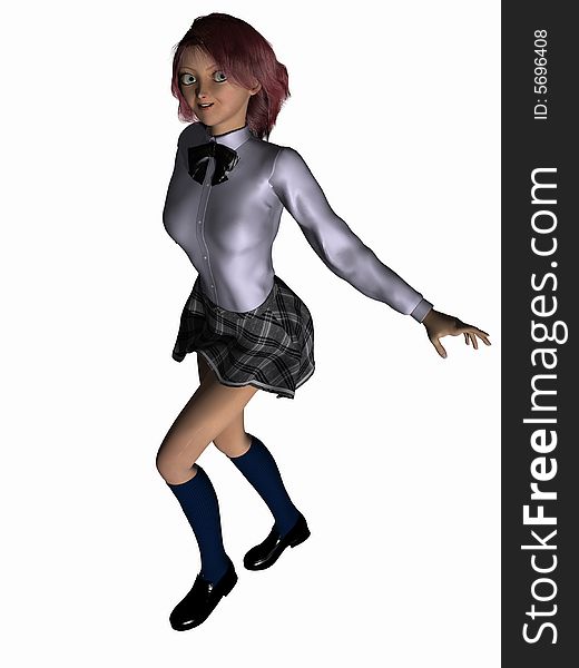 Young female teenager in a typical attitude pose. 3 Dimensional model, computer generated image. Young female teenager in a typical attitude pose. 3 Dimensional model, computer generated image.