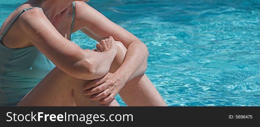 Poolside at bormes les mimosas, french riviera, france, girl in bikini. Poolside at bormes les mimosas, french riviera, france, girl in bikini