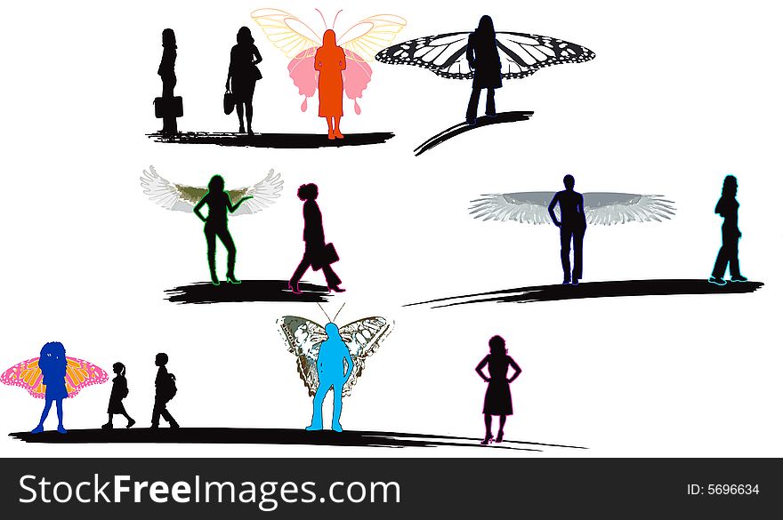 Jpeg and vector illustration with poeople silhouettes. Jpeg and vector illustration with poeople silhouettes