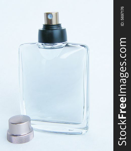 bottle with perfum on a white background