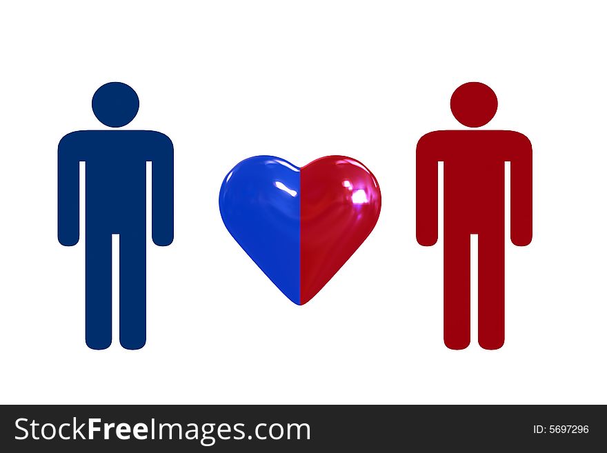 Couple with heart symbol - isolated illustration