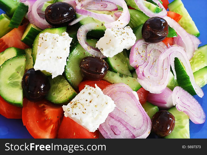 This close up its part of a mediterranean healthy salad. This close up its part of a mediterranean healthy salad